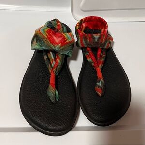 Sanuk Black and Multicolor Women's Sandals
